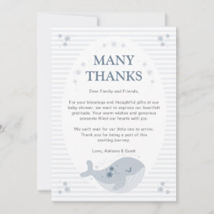 Schattige Whale Blue Boy Baby shower Bedankkaart