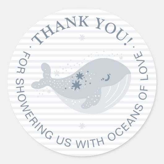 Schattige Whale Blue Boy Baby shower Ronde Sticker (Voorkant)