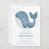 Schattige Whale Blue Bubble Kids Verjaardag Kaart (Voorkant)