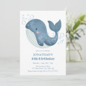 Schattige Whale Blue Bubble Kids Verjaardag Kaart (Staand voorkant)