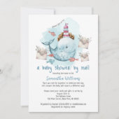 Schattige Whale Boy Baby shower per post Kaart (Voorkant)