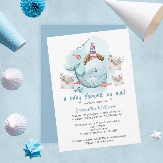 Schattige Whale Boy Baby shower per post Kaart