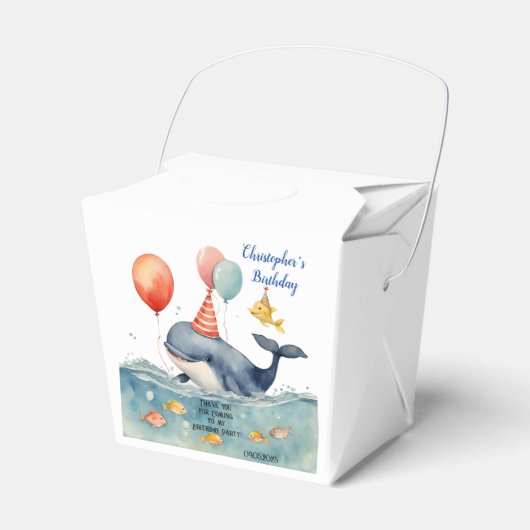 Schattige Whale Boy's Birthday Dank u Bedankdoosjes (Voorkant Zijde)