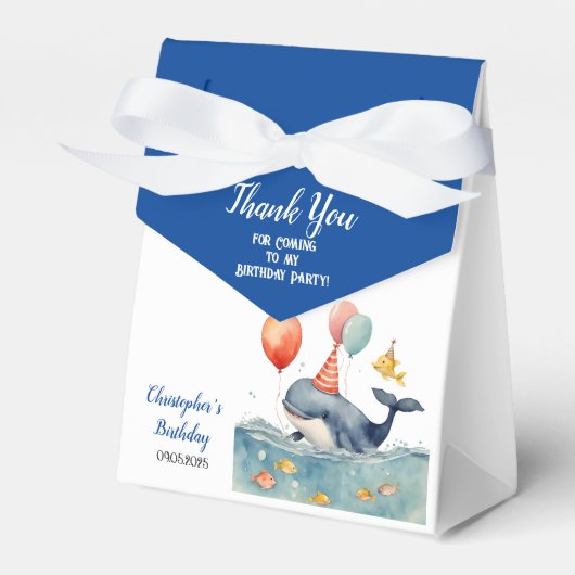 Schattige Whale Boy's Birthday Dank u Bedankdoosjes (Voorkant Zijde)