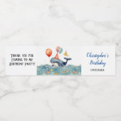 Schattige Whale Boys Verjaardagsfeest Waterfles Etiket (Enkel label)