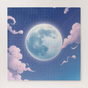 Schattige whimische illustratie van maan in nachth legpuzzel