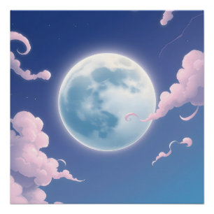 Schattige whimische illustratie van maan in nachth perfect poster