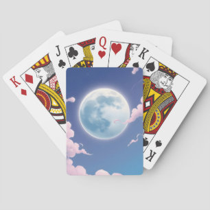 Schattige whimische illustratie van maan in nachth pokerkaarten