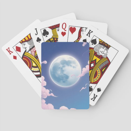 Schattige whimische illustratie van maan in nachth pokerkaarten (Achterkant)