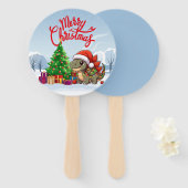 Schattige/whimsical baby kerst stegosaurus handwaaier (Voorkant en achterkant)
