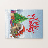 Schattige/whimsical baby kerst stegosaurus legpuzzel (Horizontaal)