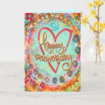 Schattige Whimsical Bloemige Gelukkig Jubileum