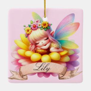 Schattige Whimsical Bloemige Zoete Dromen Slaapfee Keramisch Ornament