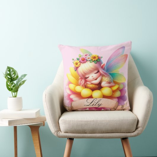 Schattige Whimsical Bloemige Zoete Dromen Slaapfee Kussen (Stoel)