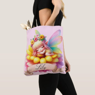 Schattige Whimsical Bloemige Zoete Dromen Slaapfee Tote Bag