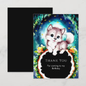 Schattige Whimsical Boswolf Verjaardag Bedankkaart (Voorkant / Achterkant)