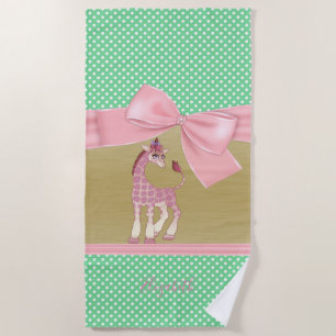 Schattige Whimsical Cartoon Giraffe -Persoonlijk Strandlaken