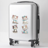 Schattige Whimsical Cartoon Kat Sticker (Koffer)