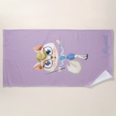 Schattige Whimsical Cartoon Kitty -Persoonlijk Strandlaken (Voorkant)