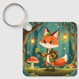 Schattige Whimsical Cartoon Vos Sleutelhanger