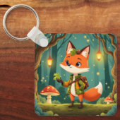 Schattige Whimsical Cartoon Vos Sleutelhanger (Voorkant)