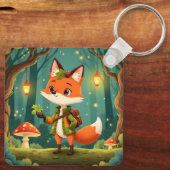 Schattige Whimsical Cartoon Vos Sleutelhanger (Achterkant)