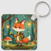 Schattige Whimsical Cartoon Vos Sleutelhanger (Achterkant)