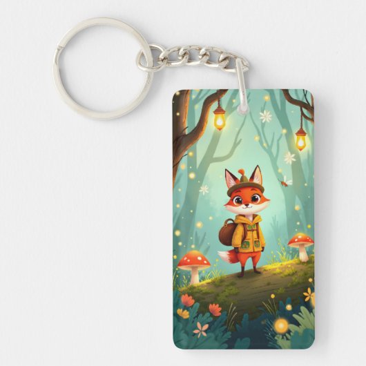 Schattige Whimsical Cartoon Vos Sleutelhanger (Voorkant)