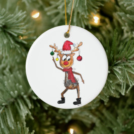 Schattige Whimsical Dansende Kerstherten Keramisch Ornament