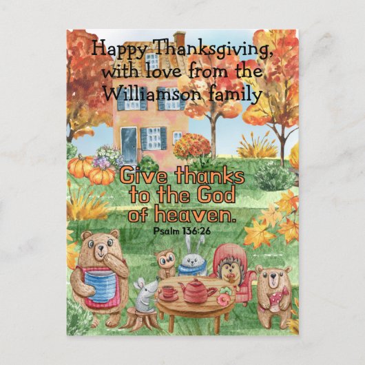 Schattige Whimsical Dieren Bedanken Zich Bijbel Ki Briefkaart (Voorkant)