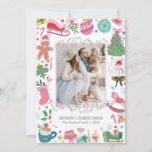 Schattige Whimsical Doodles Kerstmis Feestdagenkaart (Voorkant)