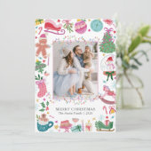 Schattige Whimsical Doodles Kerstmis Feestdagenkaart (Staand voorkant)