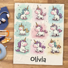 Schattige Whimsical Eenhoorn Doodles Fleece Deken