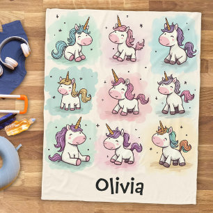 Schattige Whimsical Eenhoorn Doodles Fleece Deken