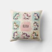 Schattige Whimsical Eenhoorn Doodles Kussen (Achterkant)