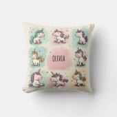 Schattige Whimsical Eenhoorn Doodles Kussen (Voorkant)