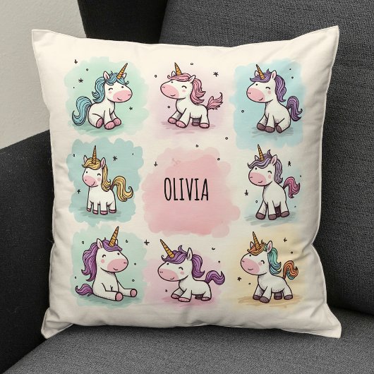 Schattige Whimsical Eenhoorn Doodles Kussen