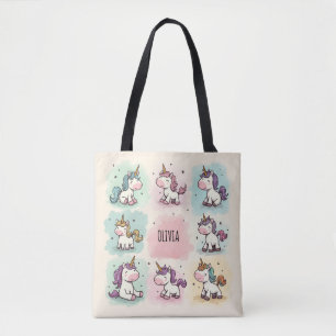Schattige Whimsical Eenhoorn Doodles Tote Bag
