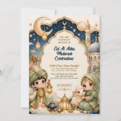 Schattige Whimsical Eid Al Adha Chibi Mubarak Kaart (Voorkant)