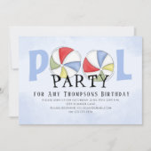 Schattige Whimsical Fun Zwembad Feest Zomer Strand Kaart (Voorkant)
