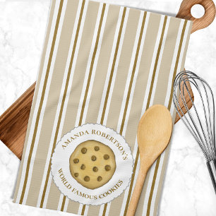 Schattige Whimsical Gestreepte Chocolate Chip Koek Theedoek