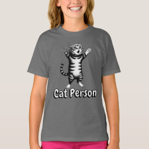 Schattige Whimsical Gestreepte Tabby Kat Mens Grij T-shirt