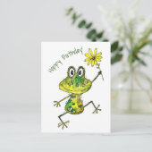Schattige Whimsical Happy Kikker Briefkaart (Staand voorkant)