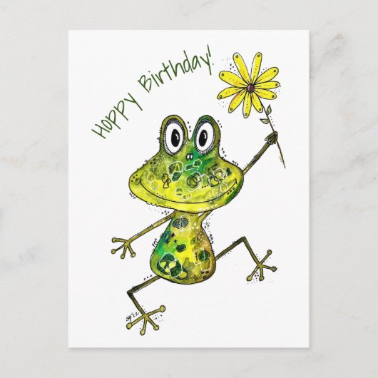 Schattige Whimsical Happy Kikker Briefkaart (Voorkant)