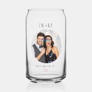 Schattige Whimsical Heart Monogram Huwelijksfoto A Blikvorm Glas