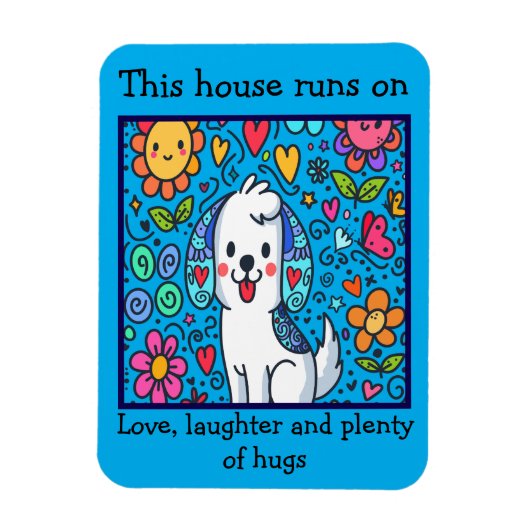 Schattige Whimsical Hond Met Bericht Magneet (Verticaal)