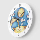 Schattige Whimsical Kat-en-Muis-Maan-Kunst Grote Klok (Hoek)