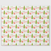 Schattige Whimsical Kerst Iconen PRETTIG FEest Cadeaupapier (Vlak)