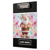 Schattige Whimsical Kerstman met Bloemen Klembord (Links)