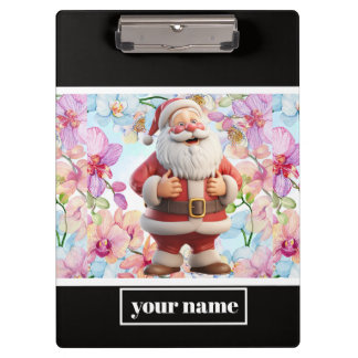 Schattige Whimsical Kerstman met Bloemen Klembord